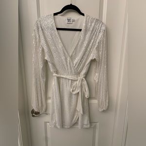 White sequined Princes Polly wrap dress